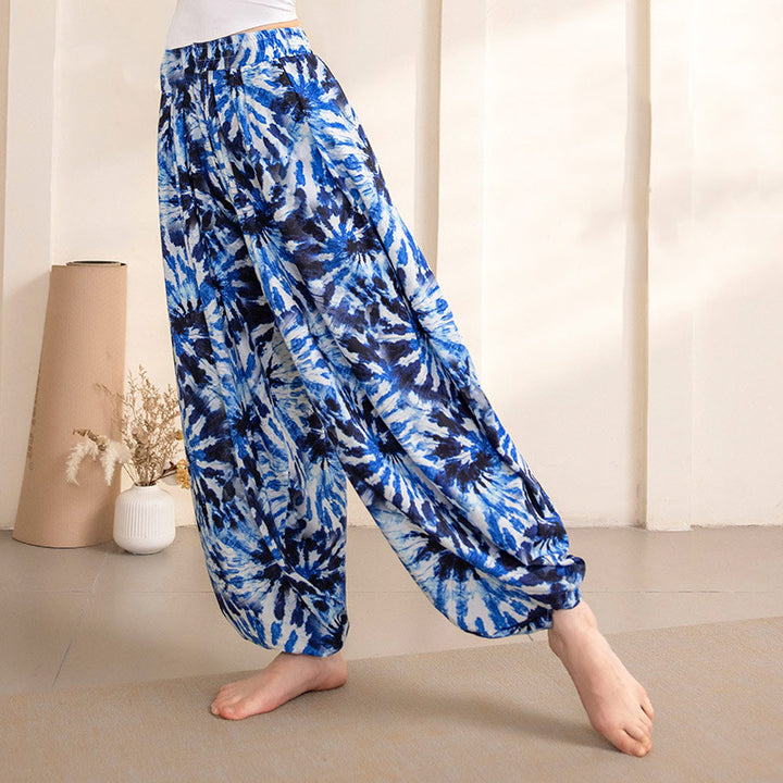Buddha Stones Simple Design Trousers Sports Fitness Yoga Women's Yoga Pants - Blue White Pants - US12,UK/AU16,EU44 (XL) - image 9