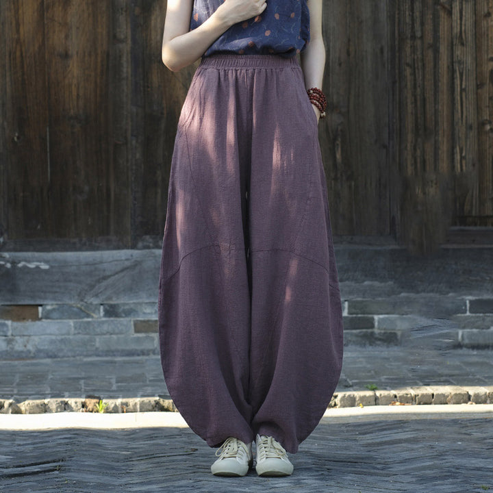 Buddha Stones Cotton Linen Pants Harem Trousers Loose Zen Yoga Tai Chi Women's Pants - Purple(Fleece Lined) - US8-10,UK/AU12-14,EU40-42 (L)  - image 4