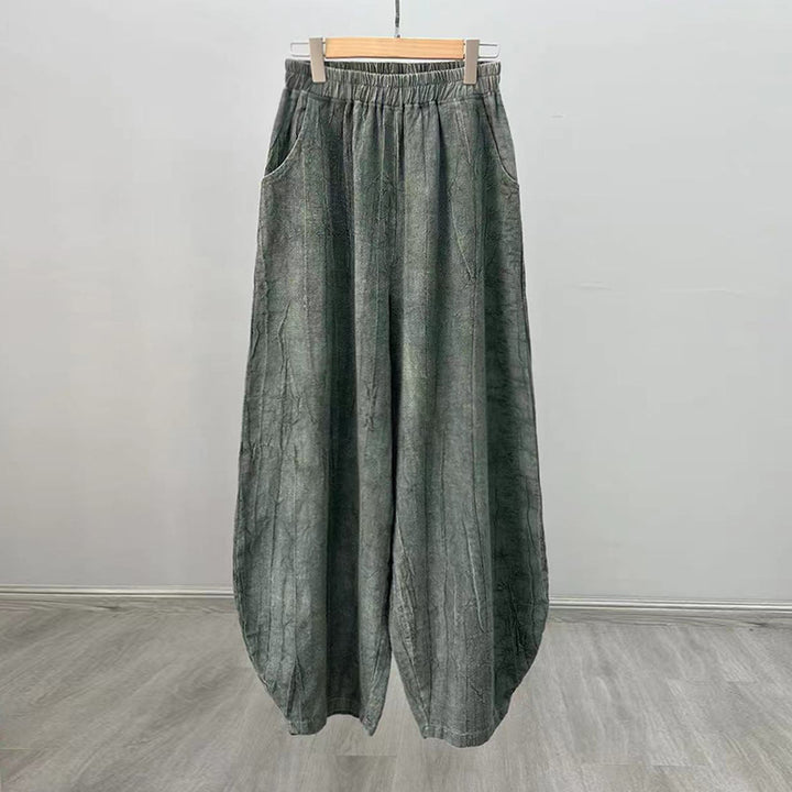 Buddha Stones Ramie Cotton Linen Pants Tie-dye Design Trousers Loose Zen Yoga Women's Pants with Pockets - Gray(Regular Style) - US8-10,UK/AU12-14,EU40-42 (L)  - image 33