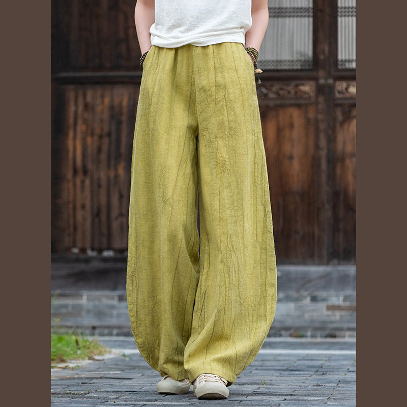 Buddha Stones Ramie Cotton Linen Pants Tie-dye Design Trousers Loose Zen Yoga Women's Pants with Pockets - YellowGreen(Regular Style) - US8-10,UK/AU12-14,EU40-42 (L)  - image 26