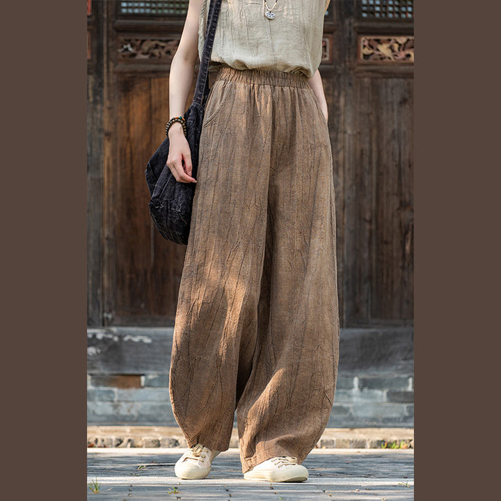 Buddha Stones Ramie Cotton Linen Pants Tie-dye Design Trousers Loose Zen Yoga Women's Pants with Pockets - image 2