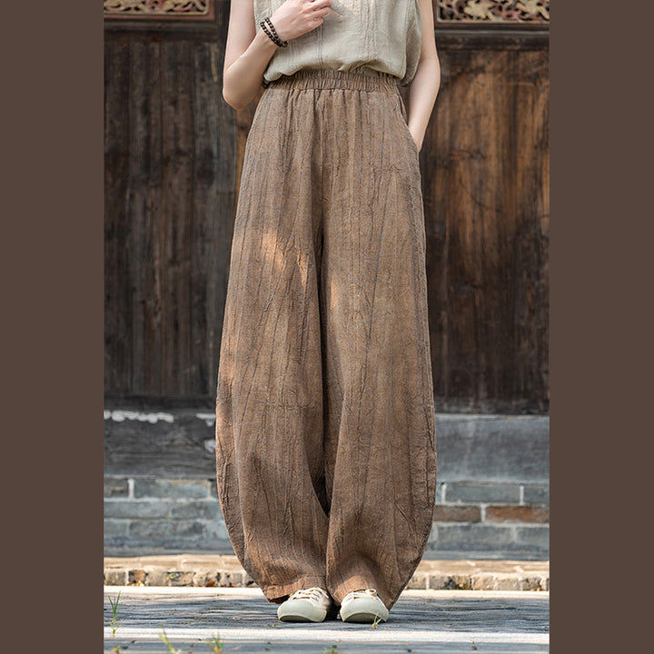 Buddha Stones Ramie Cotton Linen Pants Tie-dye Design Trousers Loose Zen Yoga Women's Pants with Pockets - image 1