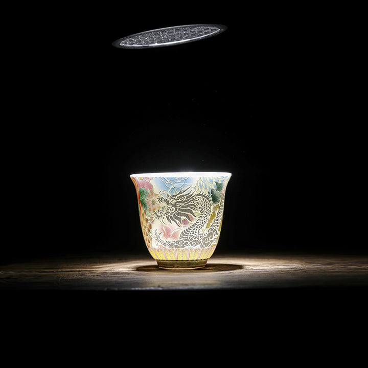Buddha Stones Dragon Phoenix Flowers Ceramic Teacup Kung Fu Tea Cup 50ml - image 8