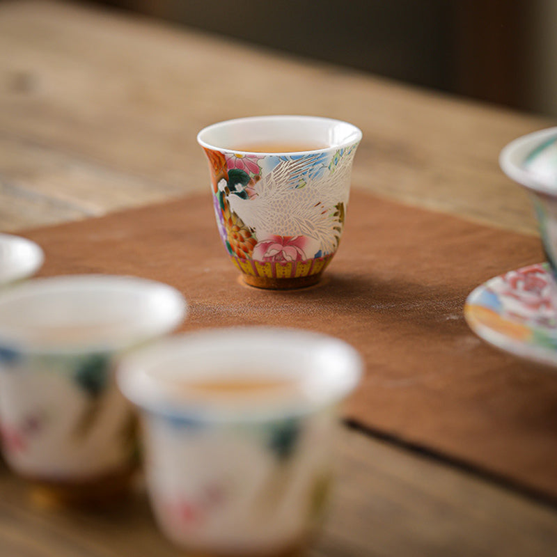 Buddha Stones Dragon Phoenix Flowers Ceramic Teacup Kung Fu Tea Cup 50ml - image 11