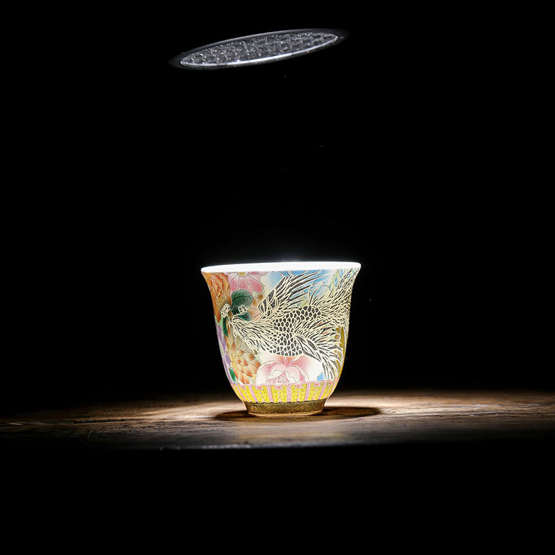 Buddha Stones Dragon Phoenix Flowers Ceramic Teacup Kung Fu Tea Cup 50ml - image 10