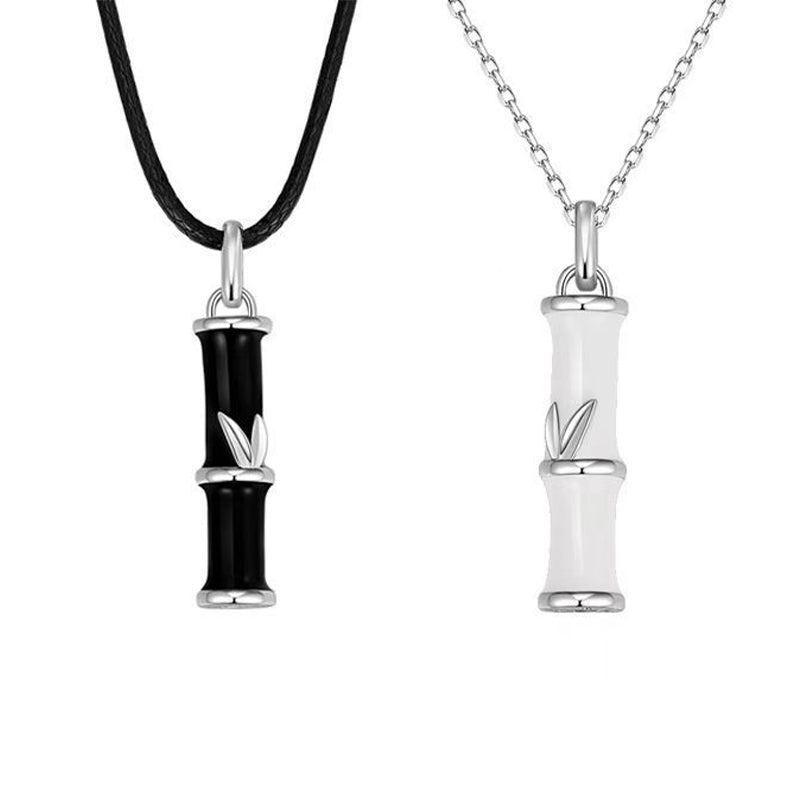 Buddha Stones Bamboo Design Copper Luck Couple Necklace Pendant - image 5