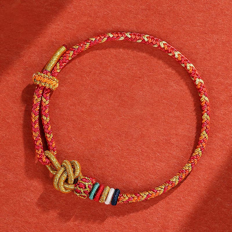 Buddha Stones Handmade Dunhuang Colorful Rope Protection Braid String Bracelet - Red Colorful Rope(Wrist Circumference 14-19cm) - image 13
