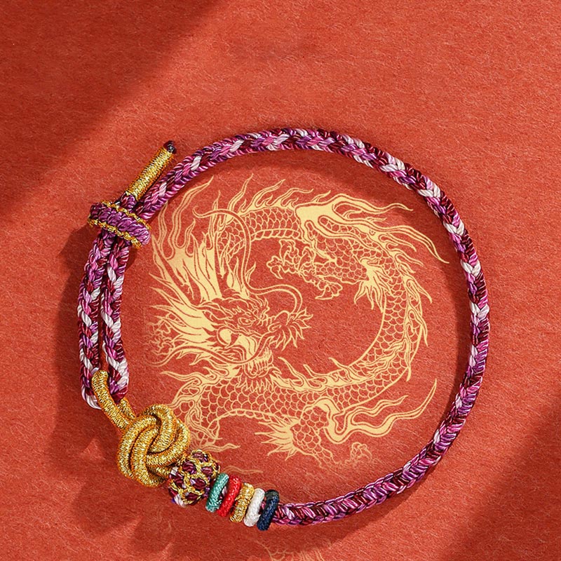 Buddha Stones Handmade Dunhuang Colorful Rope Protection Braid String Bracelet - Purple Rope(Wrist Circumference 14-19cm) - image 4