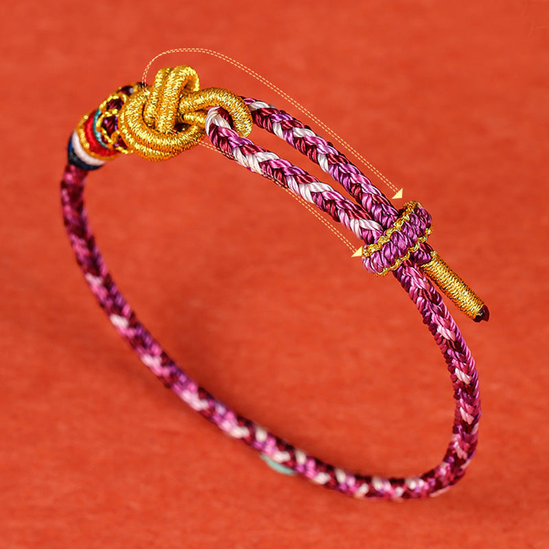 Buddha Stones Handmade Dunhuang Colorful Rope Protection Braid String Bracelet - image 8