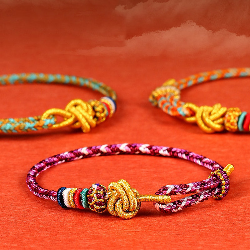 Buddha Stones Handmade Dunhuang Colorful Rope Protection Braid String Bracelet - image 11