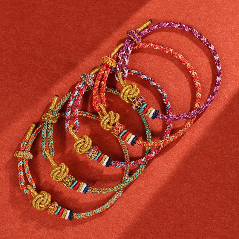 Buddha Stones Handmade Dunhuang Colorful Rope Protection Braid String Bracelet - image 1