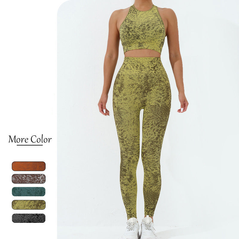 Buddha Stones 2Pcs Seamless Print Fitness Crop Tank Top Pants Sports Gym Outfits Women's Yoga Sets - image 4