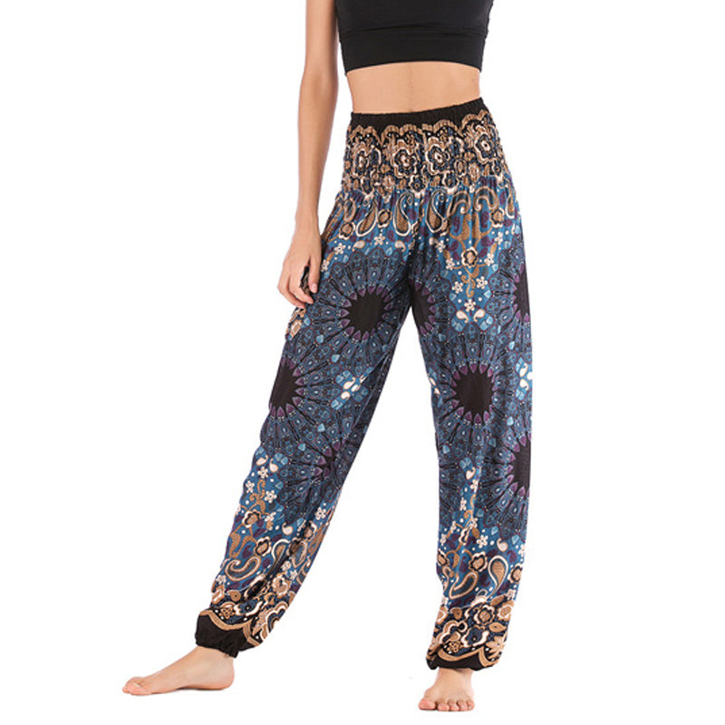 Buddha Stones Geometric Mandala Pattern Loose Harem Trousers High Waist Women's Yoga Pants - Black Gold - US2-8/10,UK/AU6-12/14,EU34-40/42 (F) - image 27
