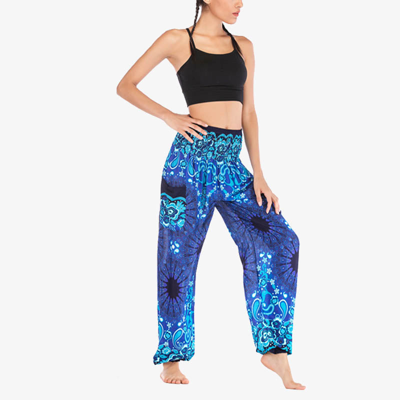 Buddha Stones Geometric Mandala Pattern Loose Harem Trousers High Waist Women's Yoga Pants - image 10