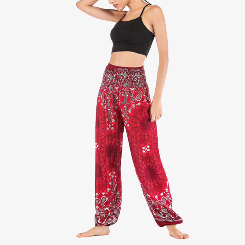 Buddha Stones Geometric Mandala Pattern Loose Harem Trousers High Waist Women's Yoga Pants - image 23