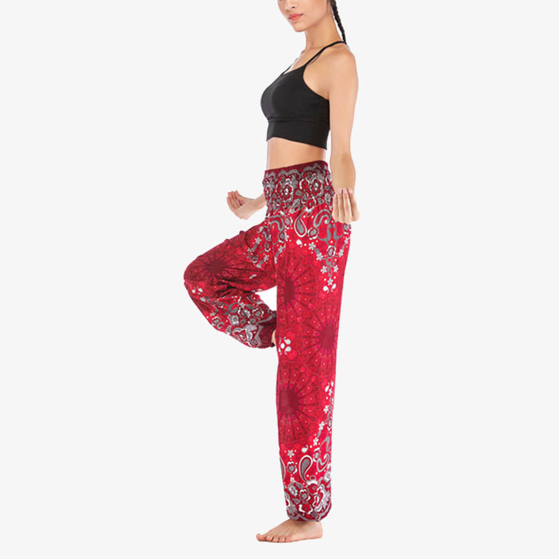 Buddha Stones Geometric Mandala Pattern Loose Harem Trousers High Waist Women's Yoga Pants - image 20