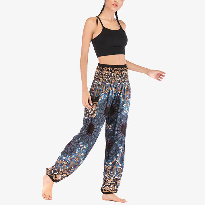 Buddha Stones Geometric Mandala Pattern Loose Harem Trousers High Waist Women's Yoga Pants - image 28