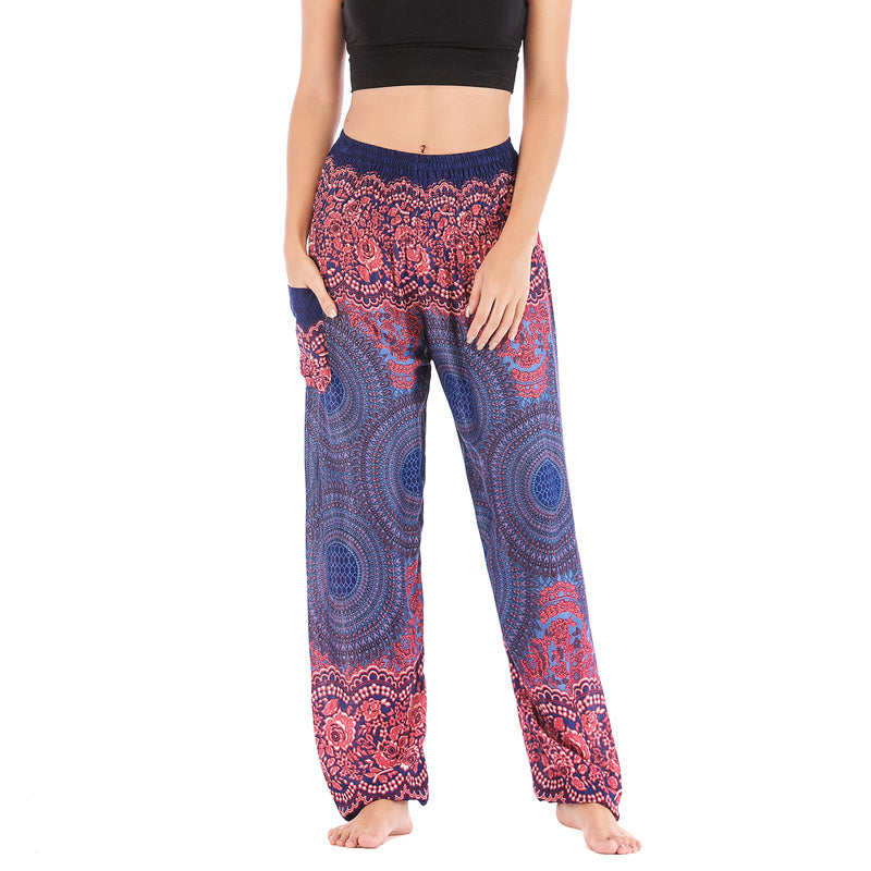 Buddha Stones Round Geometric Pattern Loose Casual Harem Trousers High Waist Women's Yoga Pants - Blue-US2-8/10,UK/AU6-12/14,EU34-40/42 (F) - image 29