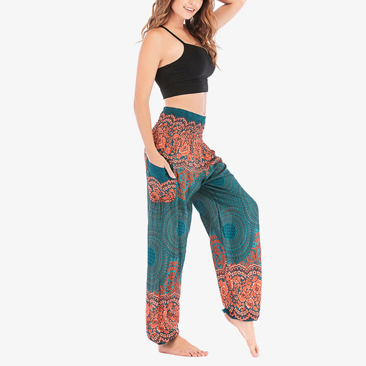 Buddha Stones Round Geometric Pattern Loose Casual Harem Trousers High Waist Women's Yoga Pants - image 26