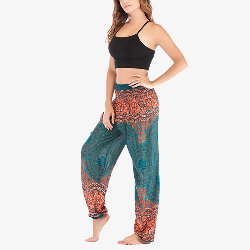 Buddha Stones Round Geometric Pattern Loose Casual Harem Trousers High Waist Women's Yoga Pants - image 28