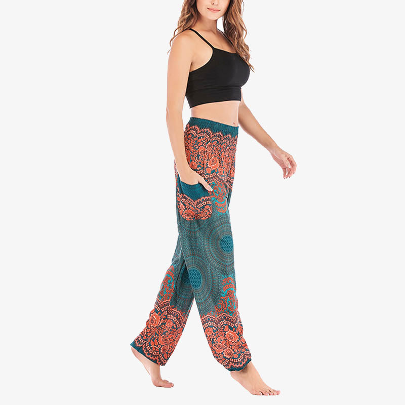 Buddha Stones Round Geometric Pattern Loose Casual Harem Trousers High Waist Women's Yoga Pants - image 21
