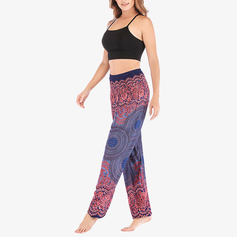 Buddha Stones Round Geometric Pattern Loose Casual Harem Trousers High Waist Women's Yoga Pants - image 35