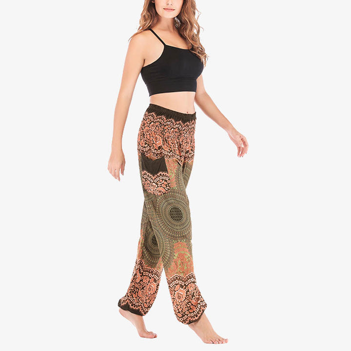 Buddha Stones Round Geometric Pattern Loose Casual Harem Trousers High Waist Women's Yoga Pants - image 43