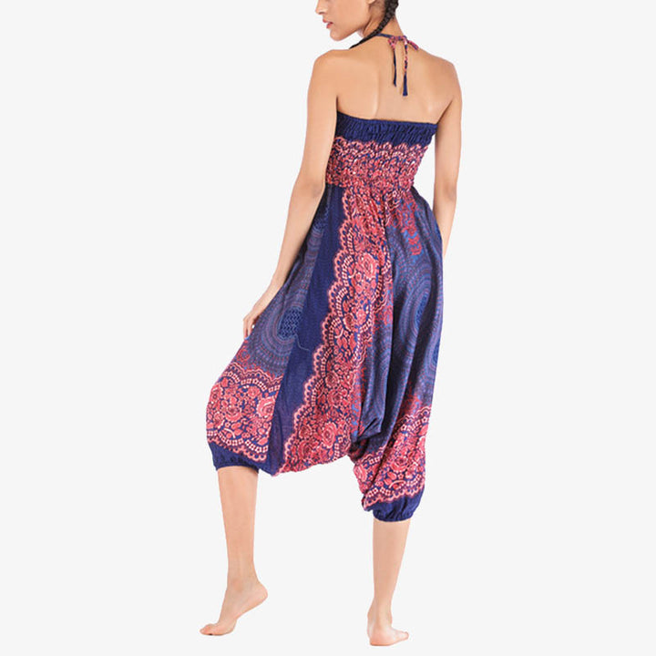 Buddha Stones Two Style Wear Round Geometric Pattern Loose Smocked Harem Trousers Jumpsuit High Waist Women's Yoga Pants - image 18