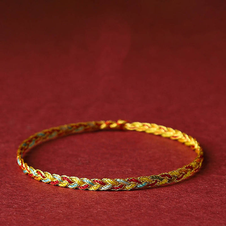 Buddha Stones Handmade Multicolored Dragon Scale Pattern Braid String Bracelet - 19cm - image 0