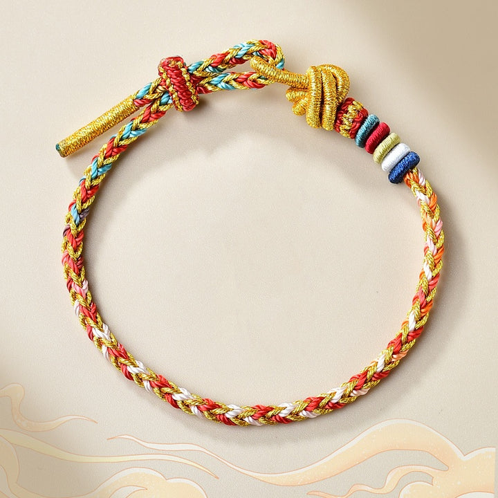 Buddha Stones Handcrafted Colorful Gold Healing Braid Rope Bracelet - Colorful Gold(Wrist Circumference 14-19cm) - image 0