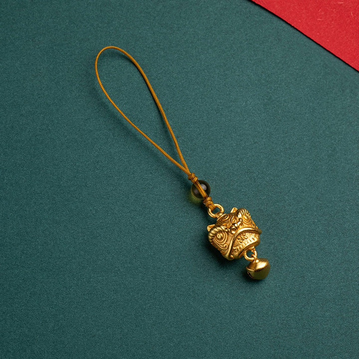 Buddha Stones Dancing Lion Auspicious Ruyi Safe Peace Rich Copper Wealth Phone Hanging Decoration - Dancing Lion Simple Design - image 7