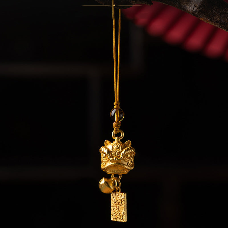 Buddha Stones Dancing Lion Auspicious Ruyi Safe Peace Rich Copper Wealth Phone Hanging Decoration - image 15