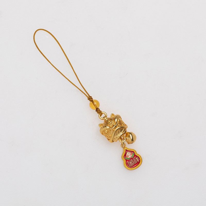 Buddha Stones Dancing Lion Auspicious Ruyi Safe Peace Rich Copper Wealth Phone Hanging Decoration - image 6