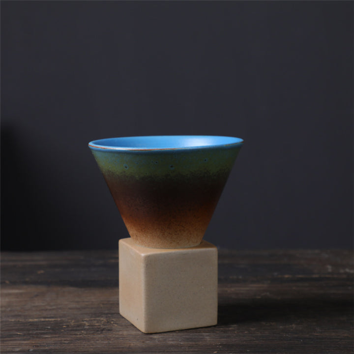 Buddha Stones Vintage Gradient Ceramic Coffee Mug Tea Latte Espresso Coffee Cup With Base 200ml - Blue Green Brown 9.3cm*9.5cm*200ml - image 24