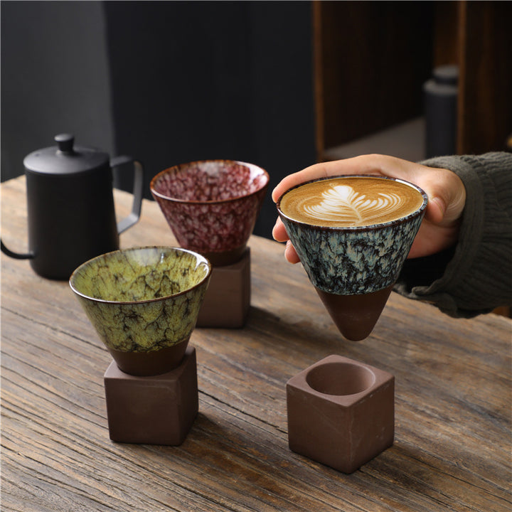Buddha Stones Retro Kiln Change Ceramic Coffee Mug Tea Latte Espresso Coffee Cup With Base 200ml - image 0