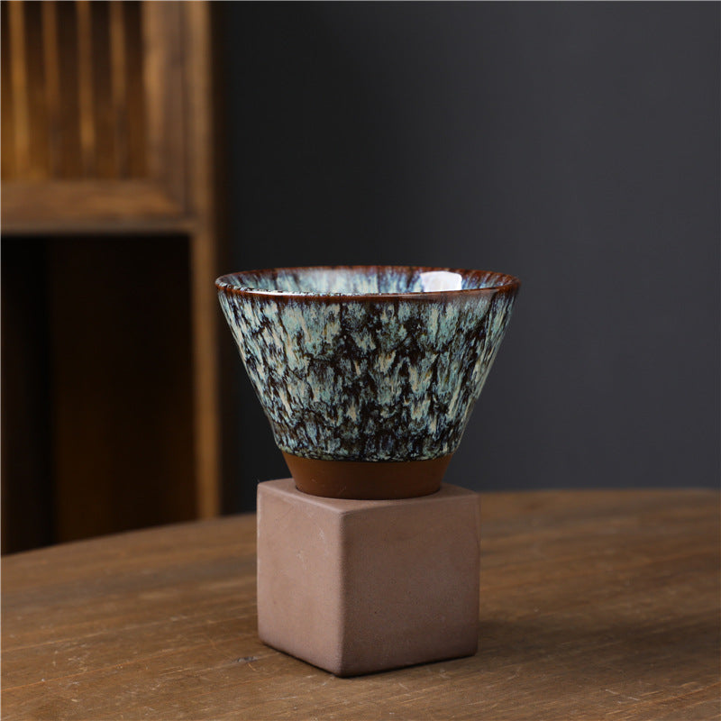 Buddha Stones Retro Kiln Change Ceramic Coffee Mug Tea Latte Espresso Coffee Cup With Base 200ml - Kiln Change Peacock Blue 9.3cm*9.5cm*200ml - image 3