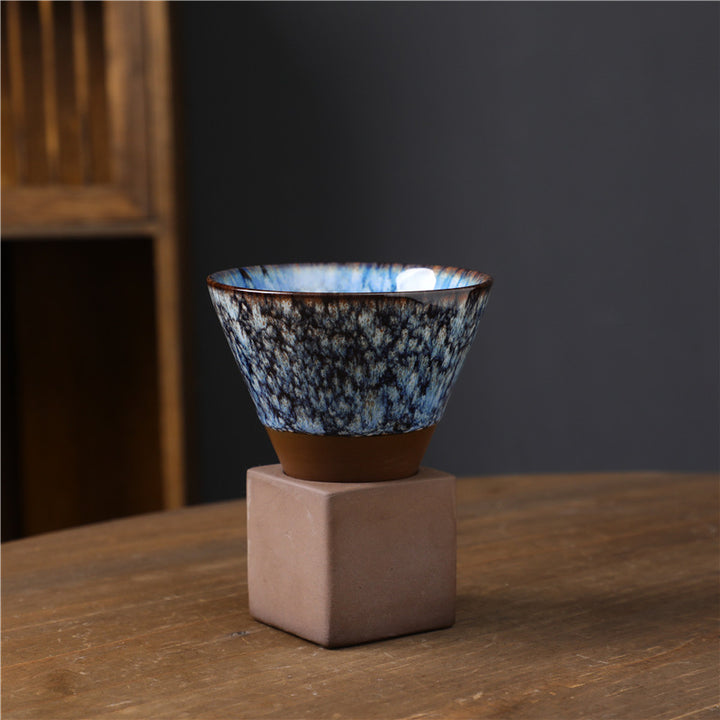 Buddha Stones Retro Kiln Change Ceramic Coffee Mug Tea Latte Espresso Coffee Cup With Base 200ml - Kiln Change Blue 9.3cm*9.5cm*200ml - image 7