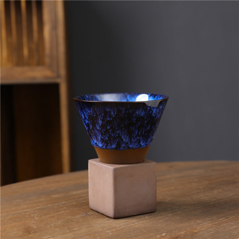 Buddha Stones Retro Kiln Change Ceramic Coffee Mug Tea Latte Espresso Coffee Cup With Base 200ml - Kiln Change Dark Blue 9.3cm*9.5cm*200ml - image 10