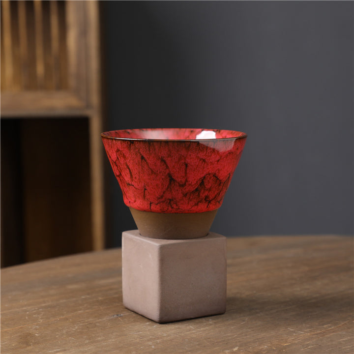 Buddha Stones Retro Kiln Change Ceramic Coffee Mug Tea Latte Espresso Coffee Cup With Base 200ml - Kiln Change Red 9.3cm*9.5cm*200ml - image 11