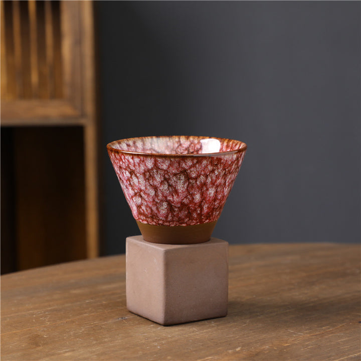 Buddha Stones Retro Kiln Change Ceramic Coffee Mug Tea Latte Espresso Coffee Cup With Base 200ml - Kiln Change Crimson 9.3cm*9.5cm*200ml - image 14