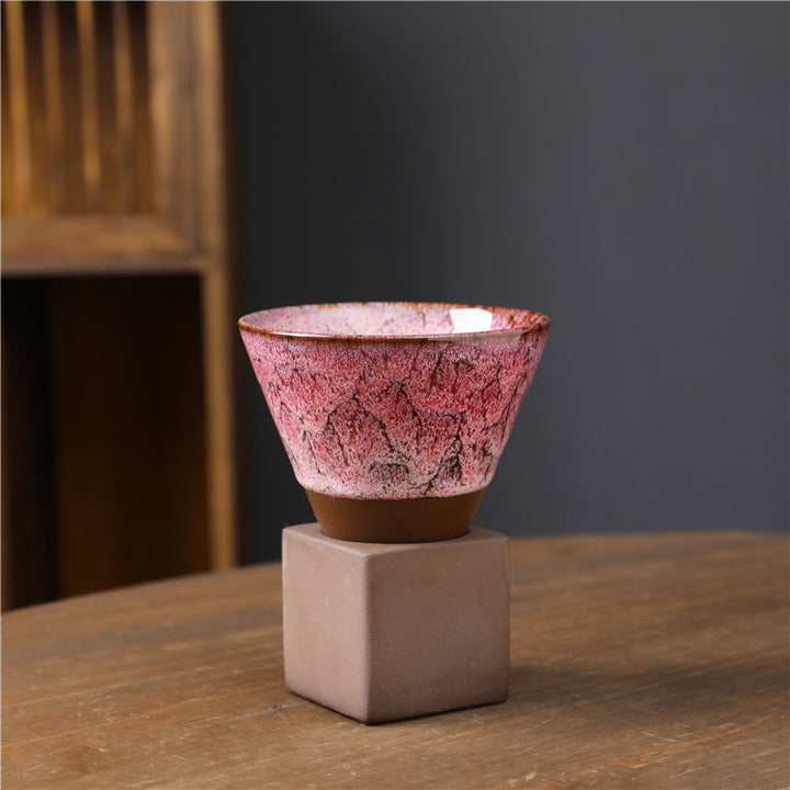 Buddha Stones Retro Kiln Change Ceramic Coffee Mug Tea Latte Espresso Coffee Cup With Base 200ml - Kiln Change Cherry Blossom 9.3cm*9.5cm*200ml - image 16