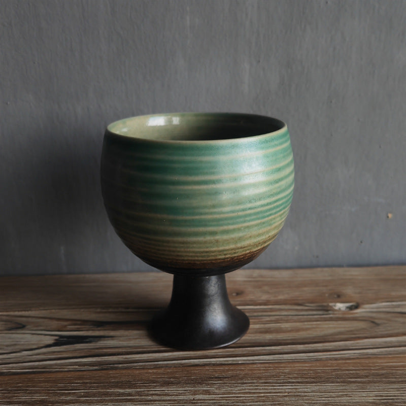 Buddha Stones Small Capacity Goblet Design Ceramic Wine Coffee Mug Tea Coffee Cup 170ml - Green 7.8cm*7.8cm*9cm*170ml - image 7