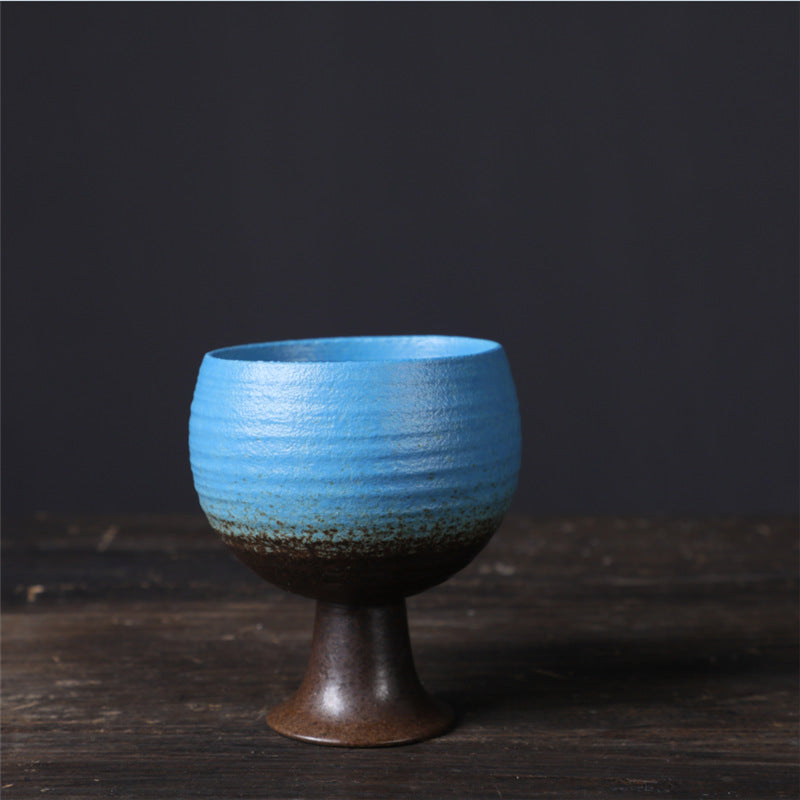 Buddha Stones Small Capacity Goblet Design Ceramic Wine Coffee Mug Tea Coffee Cup 170ml - Blue 7.8cm*7.8cm*9cm*170ml - image 9