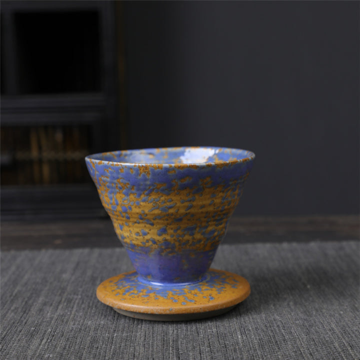 Buddha Stones Vintage Design Ceramic Coffee Mug Tea Espresso Coffee Cup 150ml - Blue Yellow 9cm*9cm*8cm*150ml - image 5