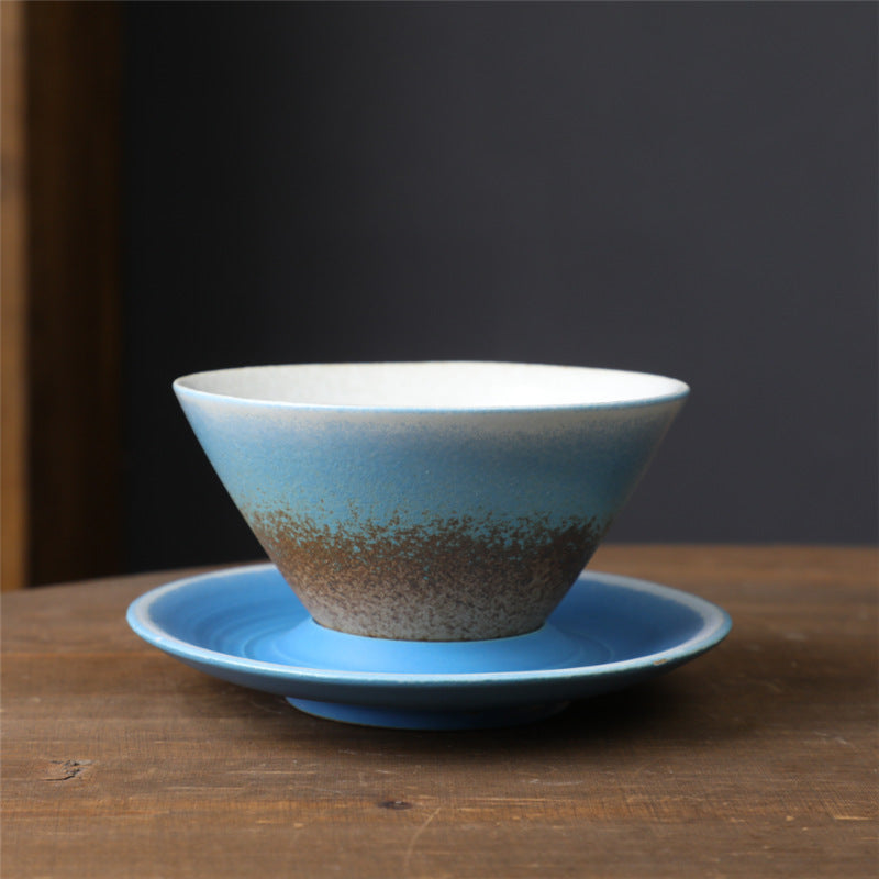 Buddha Stones Planet Design Ceramic Coffee Mug Rough Pottery Tea Coffee Cup With Saucer - Sky Blue 10.3cm*10.3cm*6.3cm*180ml - image 14