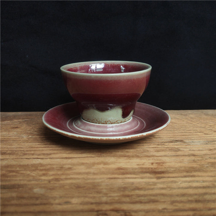 Buddha Stones Planet Design Ceramic Coffee Mug Rough Pottery Tea Coffee Cup With Saucer - Purple Red 11.7cm*11.7cm*6.7cm*120ml - image 29