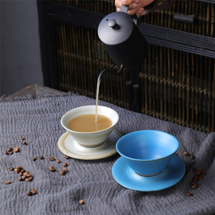 Buddha Stones Planet Design Ceramic Coffee Mug Rough Pottery Tea Coffee Cup With Saucer - image 6