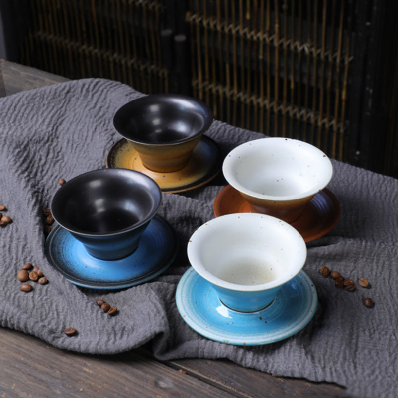 Buddha Stones Planet Design Ceramic Coffee Mug Rough Pottery Tea Coffee Cup With Saucer - image 17