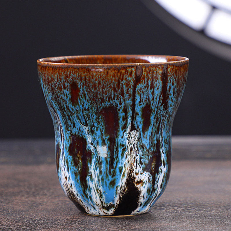 Buddha Stones Vintage Kiln Change Design Ceramic Coffee Mug Tea Cup 150ml - Blue White 7.5cm*7.5cm*150ml - image 2