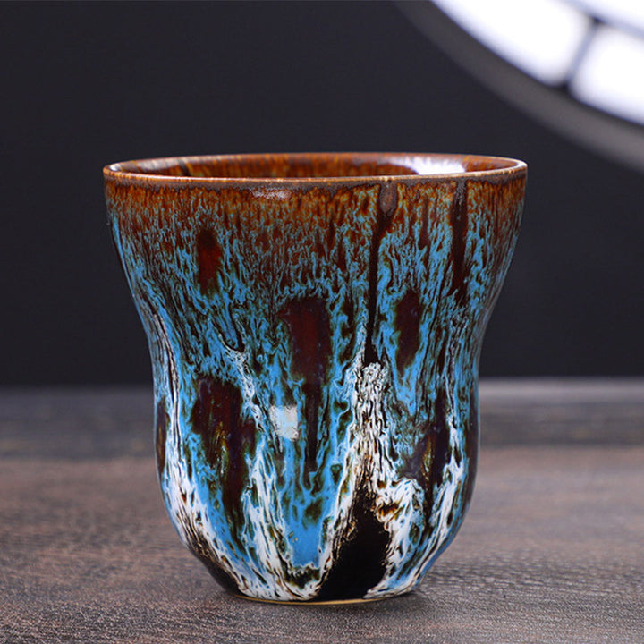 Buddha Stones Vintage Kiln Change Design Ceramic Coffee Mug Tea Cup 150ml - Blue White 7.5cm*7.5cm*150ml - image 2